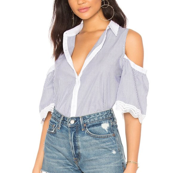 BB Dakota Jager Striped Cold-Shoulder Blouse - Picture 5 of 9